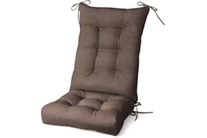 sutailocus rocking chair cushion Anti-slip tufting rocking chair cushions indoor/outdoor,Removable Set of Upper and Lower adirondack chair cushion,for nursery/high back chair （Tie fixing） (Dark Brown)
