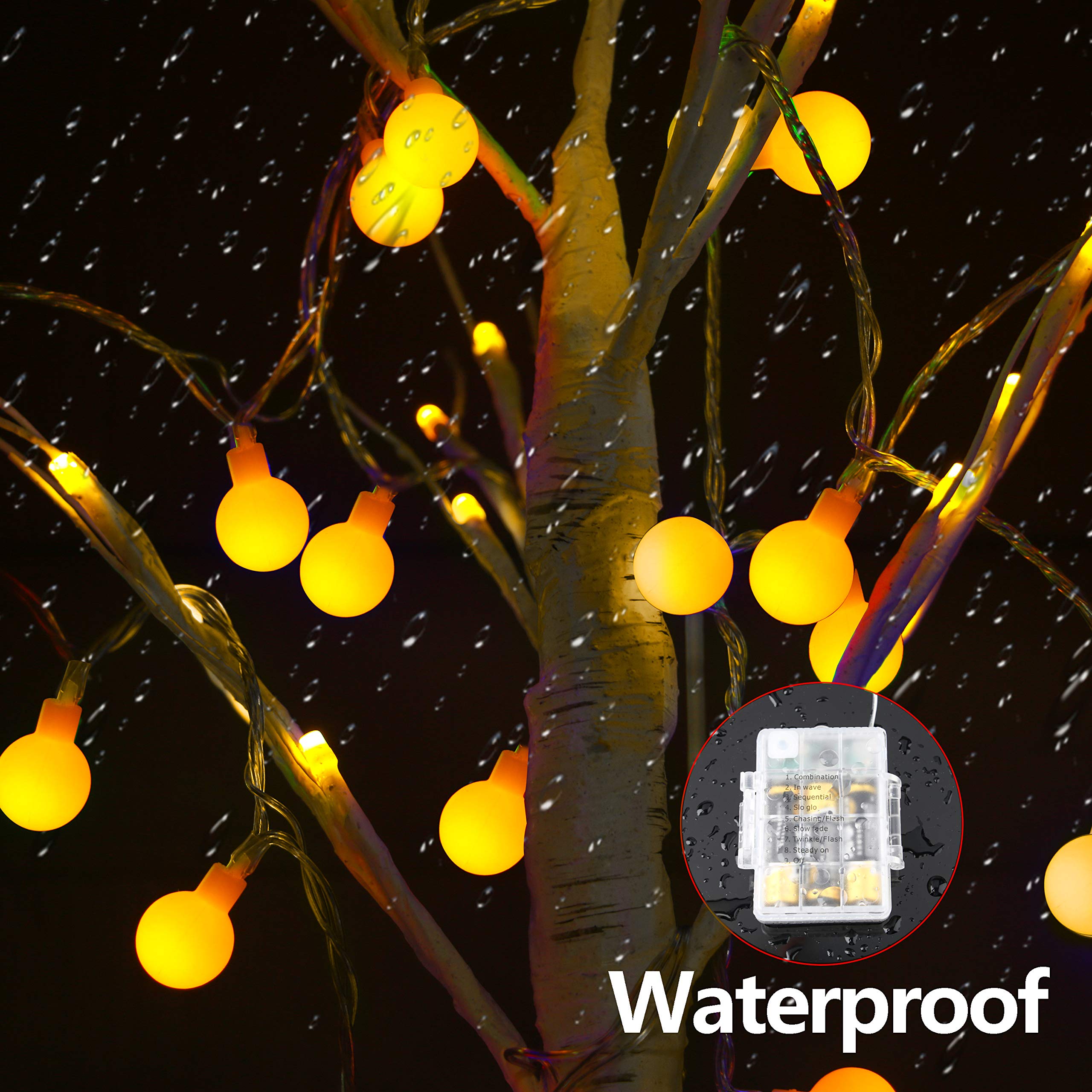 Battery Fairy Lights - Outdoor Fairy Lights [Remote & Timer] 33FT/10M 100Leds 8 Modes Waterproof Battery Powered Fairy Lights for Decorations Christmas (Warm White)