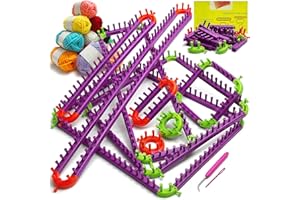 UCDRMA Adjustable Loom Knitting Kit, Up to 21 Different Sizes and Shapes Knitting Loom for Blankets/Scarves/Hats, Infinity Loom Crochet with 12 Yarn & Instructions, Flexible Yarn Loom for Beginners