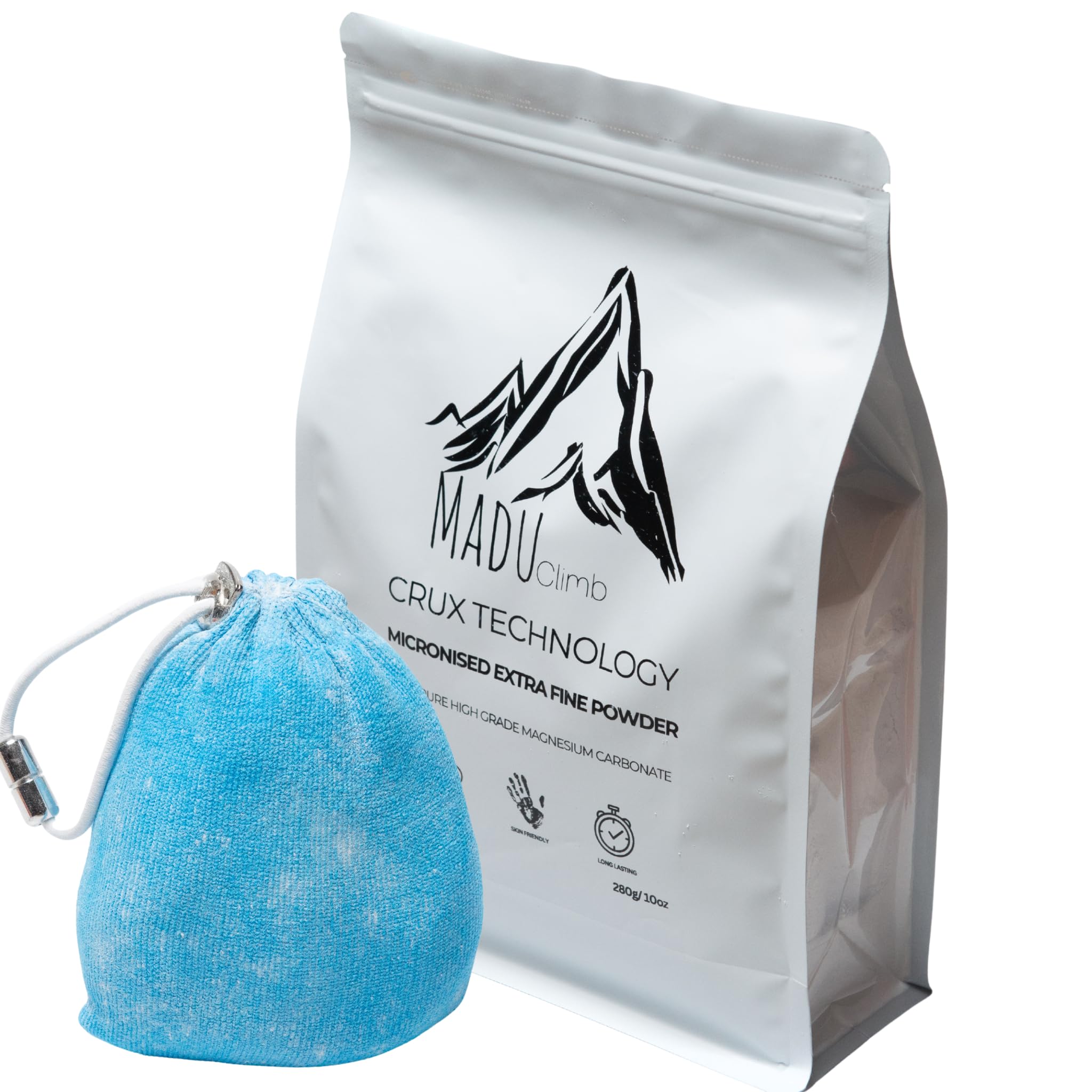 Madu Climb - Rock Climbing Sports Chalk 100% Pure High Grade Magnesium Carbonate No Additives Crux Technology Micronised Powder + Refillable Chalk Ball