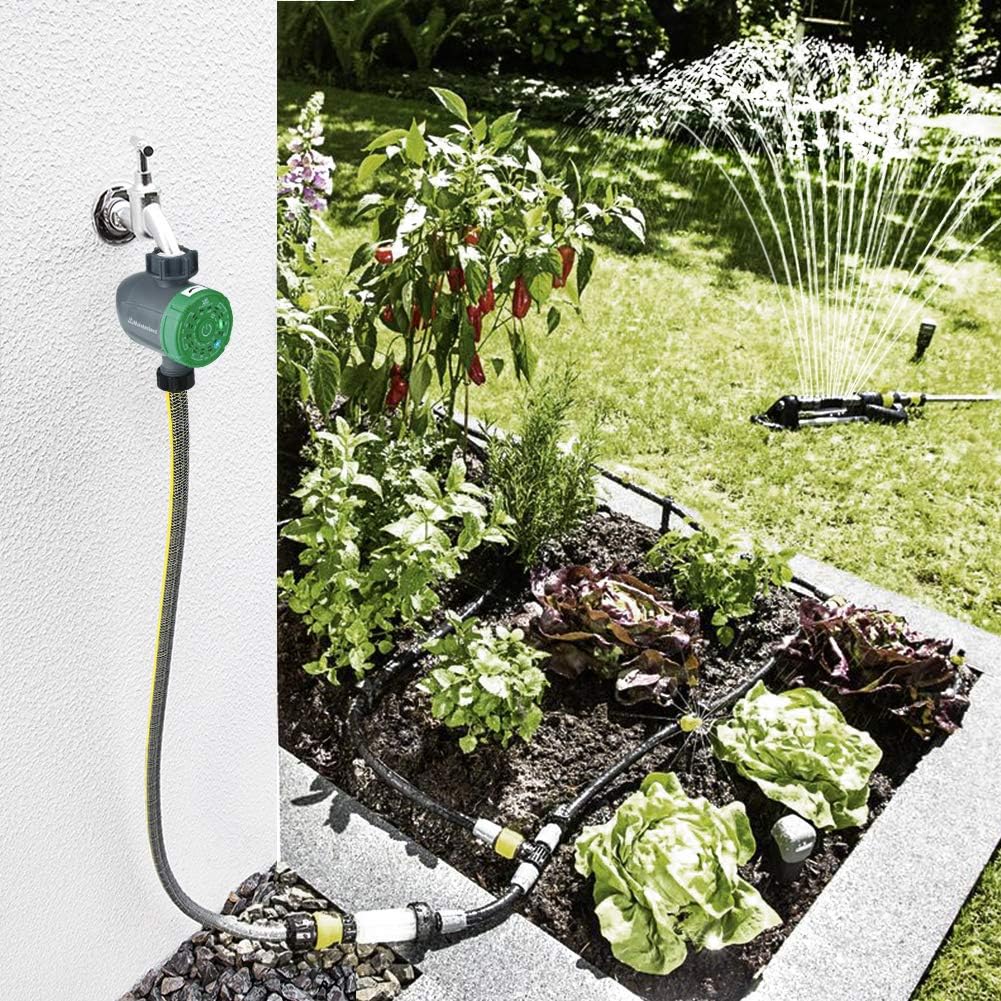 moistenland Watering Hose Timer, Single-Outlet Garden Hose Faucet Timer, Automatic Irrigation System Controller Watering Digital Timer One-Touch Operation (Green) : Garden & Outdoor
