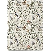 coedoaes Bird on Branche Fleece Blanket - 50x60in Cute Trees Nature Throw Blankets,Soft Cozy Lightweight, Ideal for Living Room Home Spring Decor and Kids Women Girls Gifts