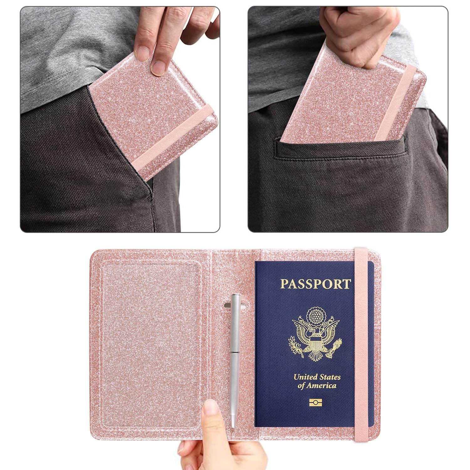 ACdream RFID Blocking Passport Holder Travel Wallet - Premium PU Leather Cover Passport Book with Card Holder, Pen Slot, Keep Organization, and Travel Essentials for Women and Men