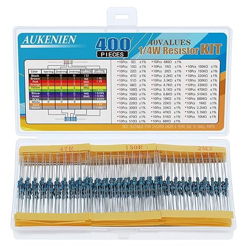 Kit D'Assortiment De Résistances 2600 Pièces 130 Valeurs, 1% De Résistances Carbone Variées Avec 1 Ohm-3m Ohm 1/4w, Kit De Résistance Électronique Pour Projet Expérimental Et Expériences
