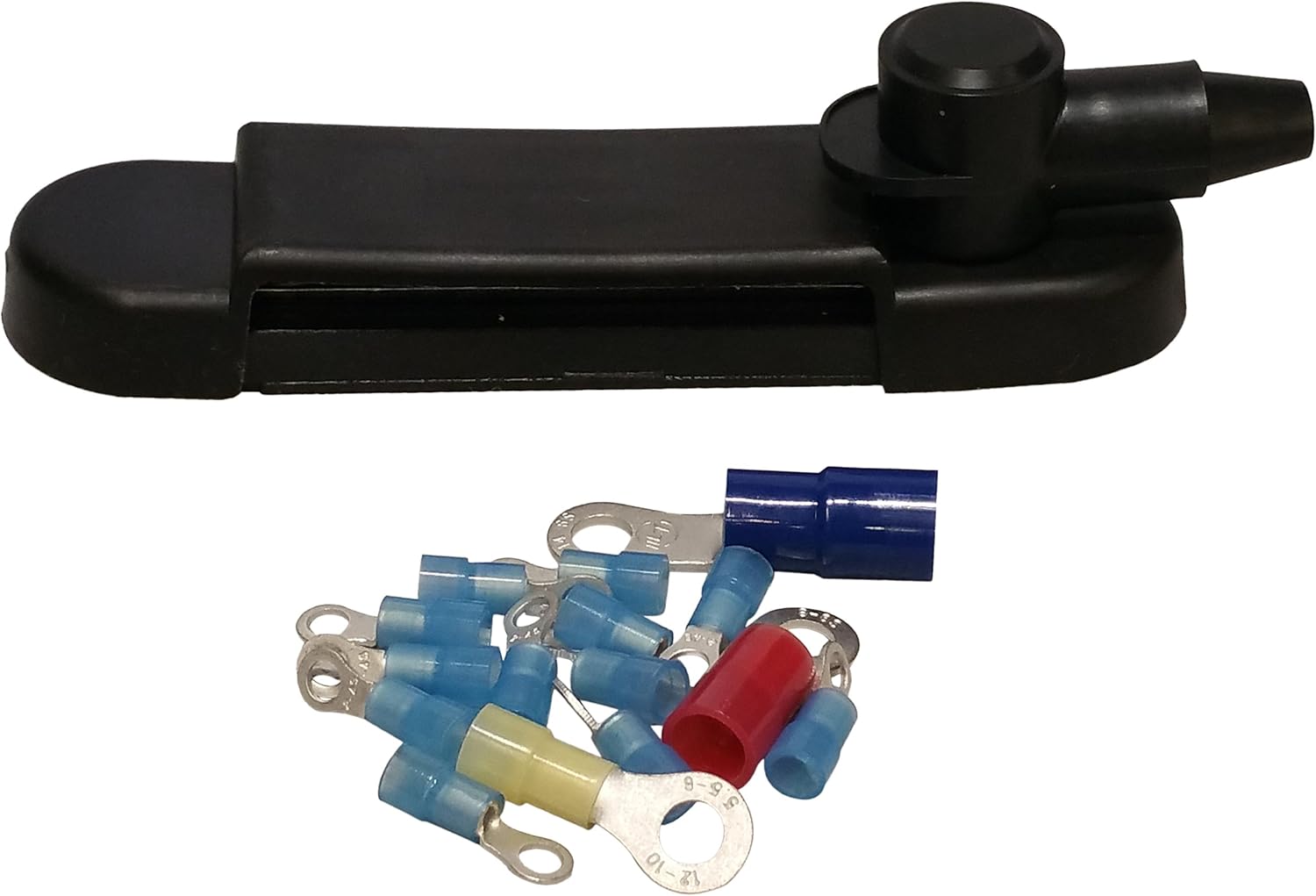 (Black) 12 Terminal Distribution Block -BUSBAR- With Ring Terminals: Automotive