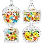 INFTYLE Glass Candy Dish with Lid Set of 4 Crystal Glass Candy Jar Jewelry Box Dappen Dish Cookie Jar for decorative storage gift idea (4pcs Clear)…