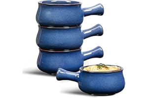 Anmula French Onion Soup Bowls – 26 Oz Ceramic Soup Bowls with Handles – French Onion Soup Crocks for Chili, Beef Stew, Chees
