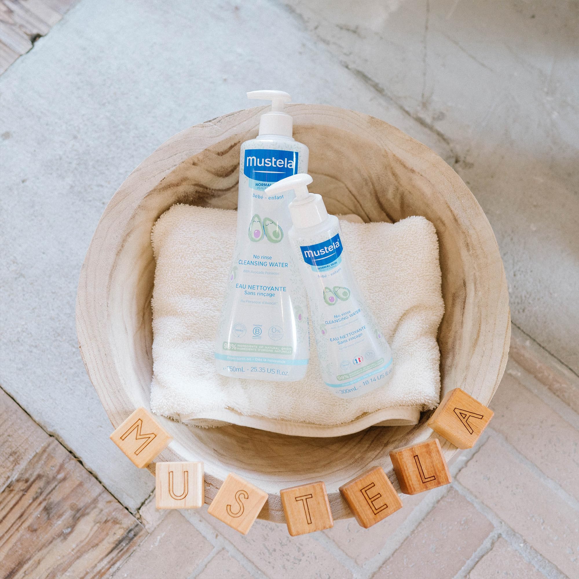 Mustela Baby Cleansing Water - No-Rinse Micellar Water - with Natural Avocado & Aloe Vera - for Baby's Face, Body & Diaper - 1 or 2-Pack - Various Sizes