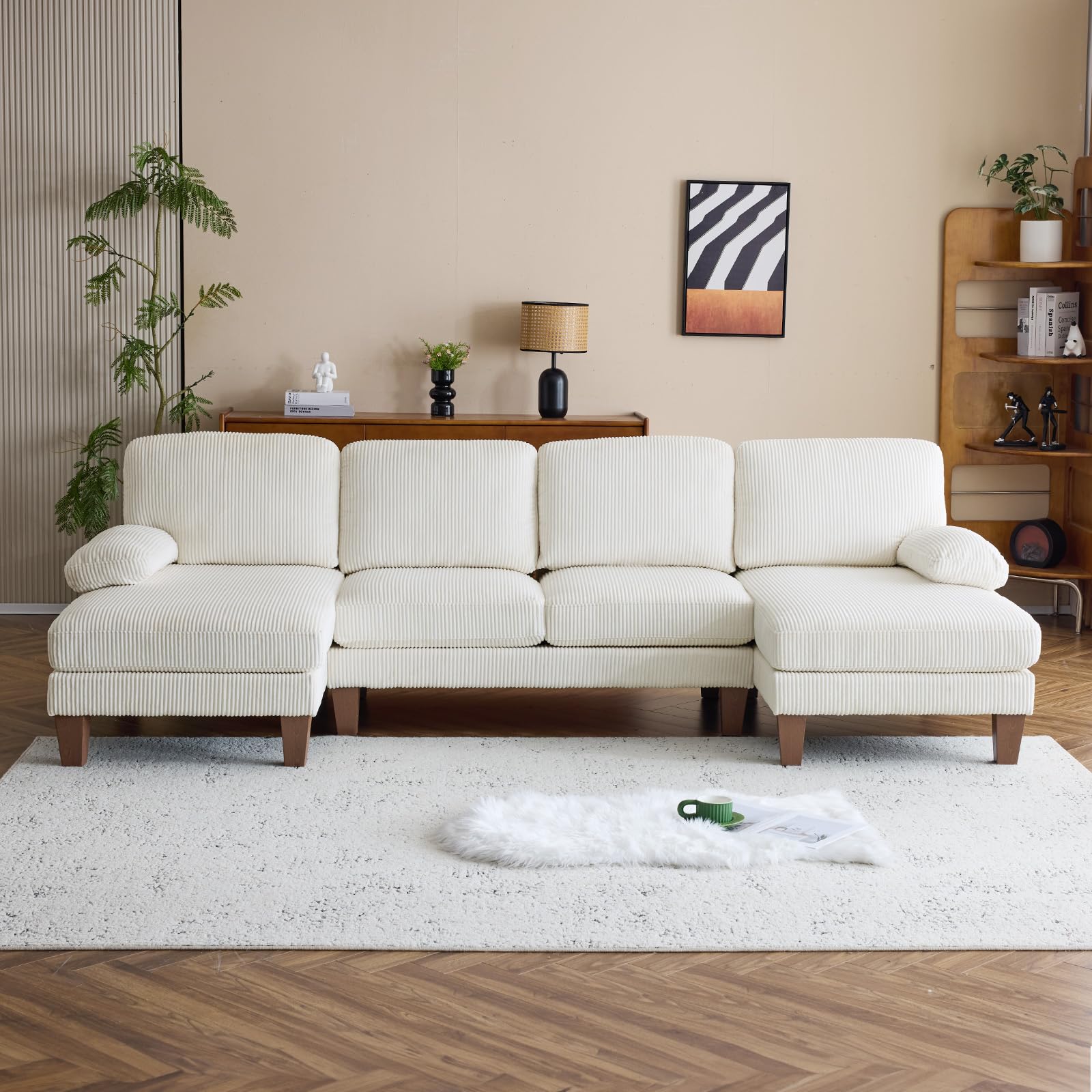 VINGLI 110' U Shaped Comfy Sectional Couch, Double