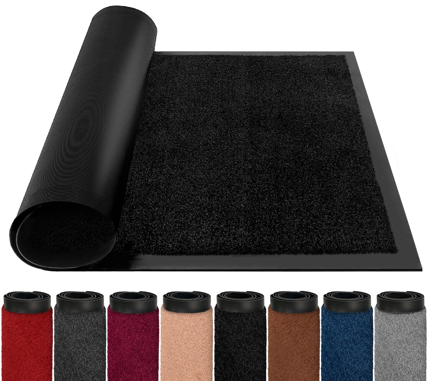 BLADO Door Mats Indoor Outdoor Heavy Duty Dirt Trapper - Non Slip Washable Door Mat with Rubber Backing Super Absorbent Floor Mat for Home, Offices (60cm x 80cm, Black)