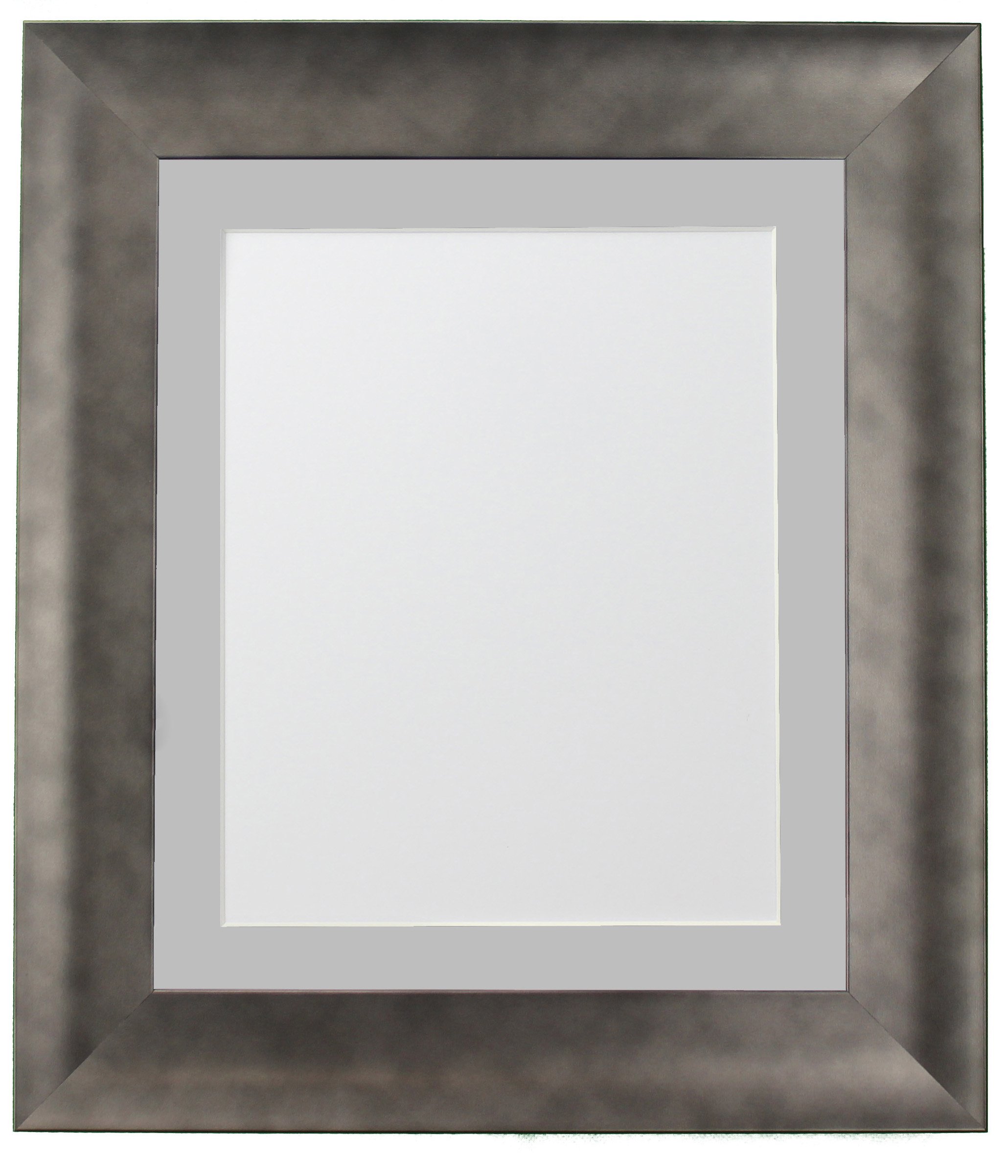 FRAMES BY POST Hygge Picture Photo Frame, Plastic Glass, Pewter with Light Grey Mount, 40 x 30 cm Image Size 12 x 10 Inches