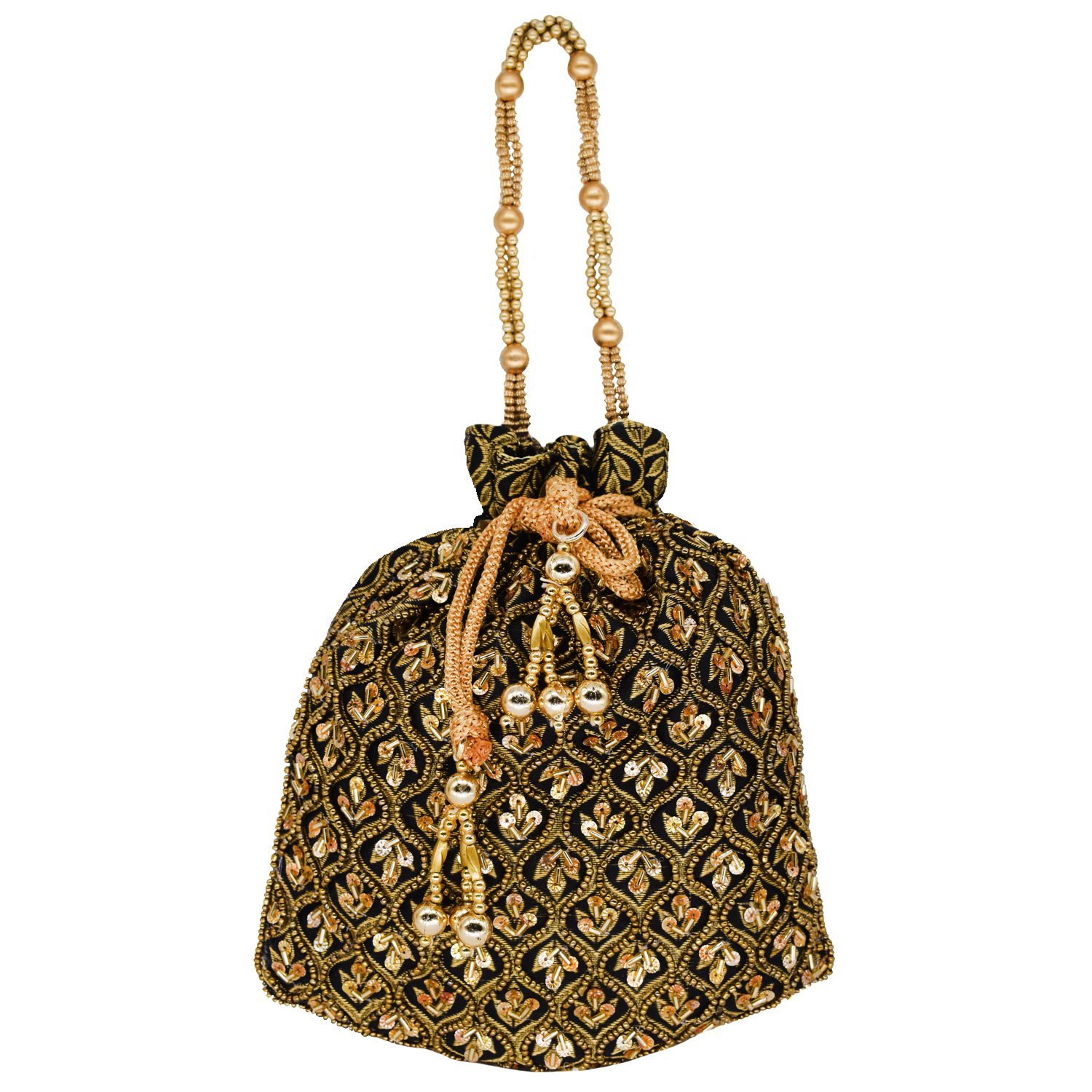 bagaholics ethnic clutch silk potli batwa pouch bag with metal beadwork gift for women