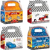 WERNNSAI 12 PCS Race Car Party Favor Boxes - Race Car Birthday Party Decorations Checkered Candy Treat Boxes Racing Party Favors for Kids Boys Let's Go Racing Car Party Supplies