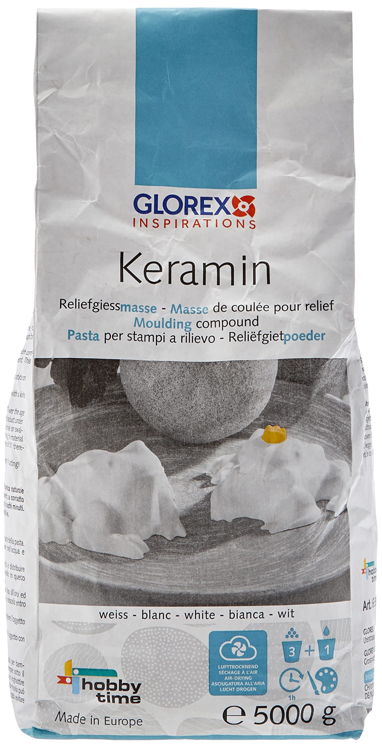 Glorex GmbH GLOREX 6 9500 90 Keramin, Moulding Plaster, White, 5kg
