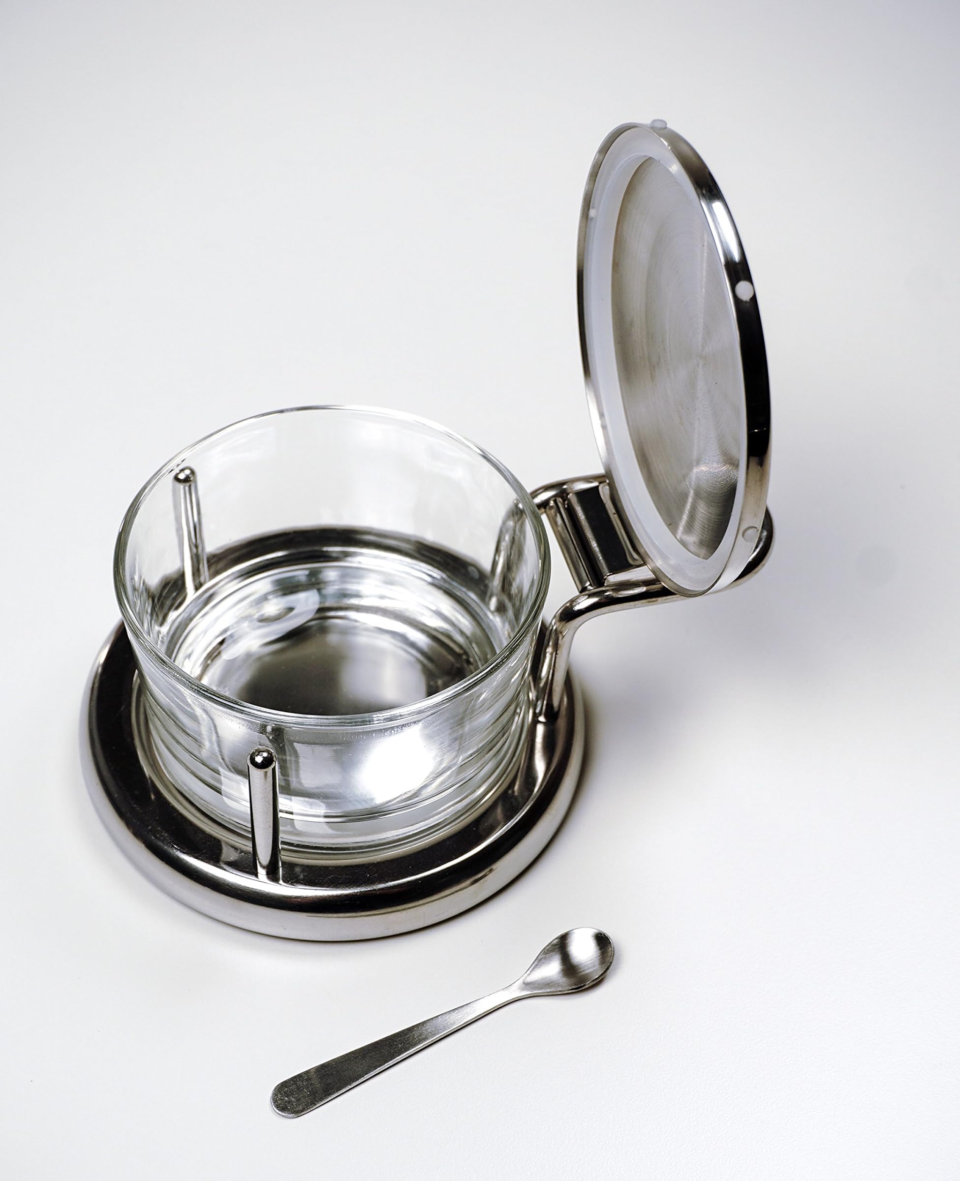RSVP Salt Seller Stainless Steel & Glass Keeper Box Dish Server All Ton Brown Good Food