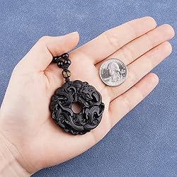 VIKCAUX Obsidian Dragon Necklace for Men Black