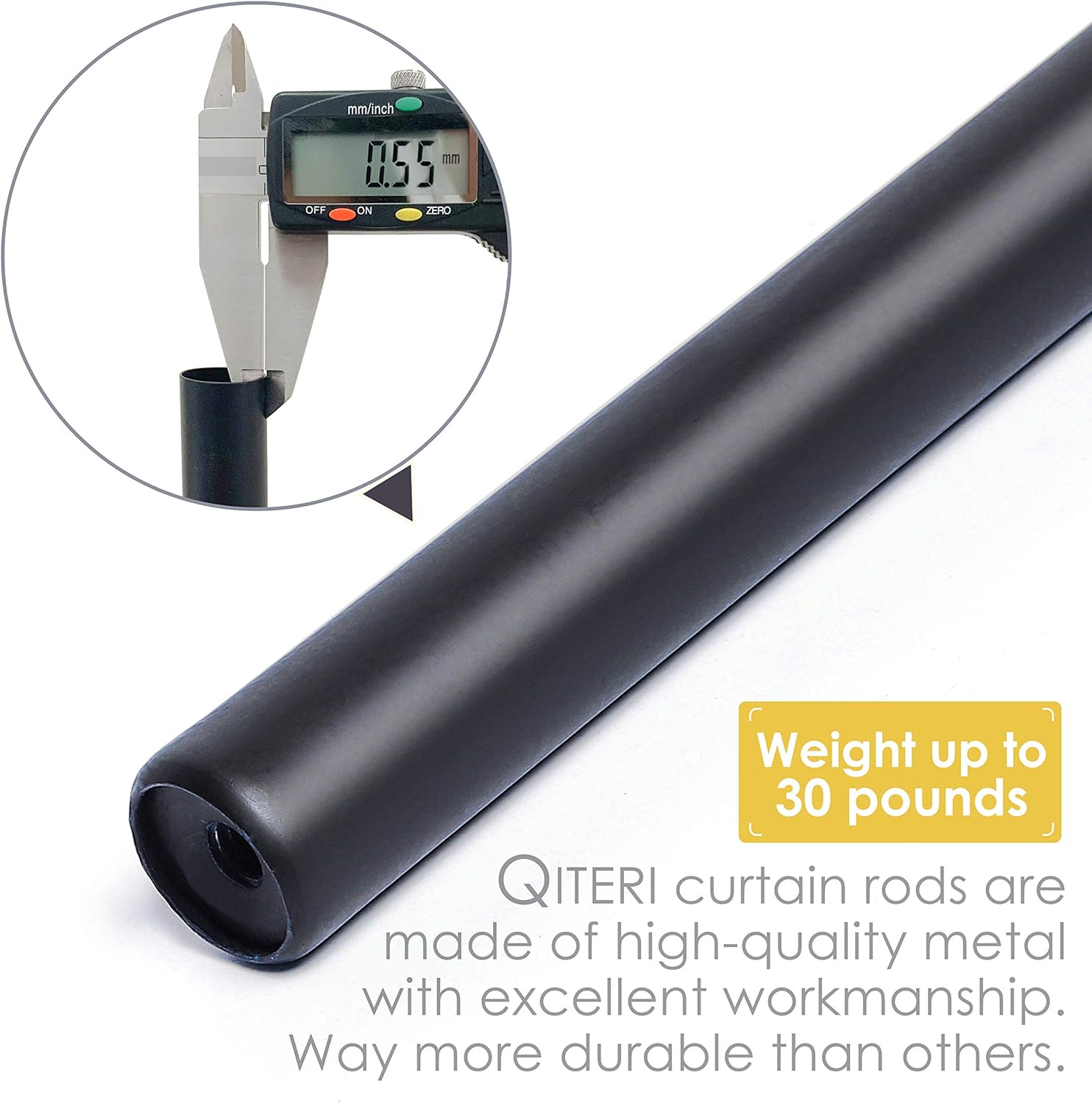 QITERI Curtain Rod 38"-72" for windows 2 Pack with Twisting Cage Finials , 3/4" Adjustable Single Window Rod 38"-72" with Twisting Cage Finials,Black Drapery Rod of Window Treatment,2 Pack: Home Improvement