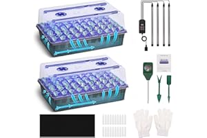 TERRONIX 120-Cell Self-Watering Seed Starter Tray with Grow Light, 1–24H Timer, Humidity Dome, Soil pH Meter, Gloves, Seedling Tools – Indoor Seed Starting Kit for Plant Germination, Herbs, Vegetables, Flowers