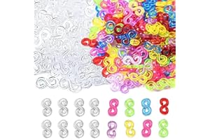 MECEFENO S Clips Rubber Band Clips 1000 Pieces Loom Rubber Band Clips Plastic Band Clips Connectors Refills Bracelet Kit Clip for Loom Bracelets DIY Making Refill Kit