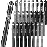 Rossesay Pocket Flashlights Pen Bulk Gift LED Pen Lights Aluminum Mini Flashlights with Clips Small Handheld Torche for Men Camping Hiking Emergency Outdoor(Black,24 Pack)