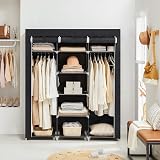 Songmics Folding Wardrobe Beige Fabric Closet 175 x 150 x 45 cm RYG12M view 3