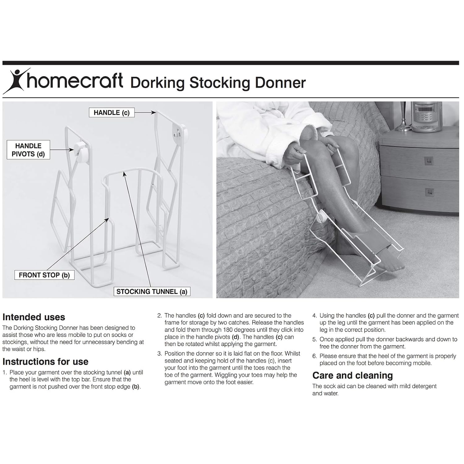 Homecraft Stocking Donner, Compression Sock Aid with Foot Insert and Long Handles for Easy Use, Dressing Aid for Elderly, Disabled, Limited Mobility, Assisted Daily Living Dress Assistant: Industrial & Scientific