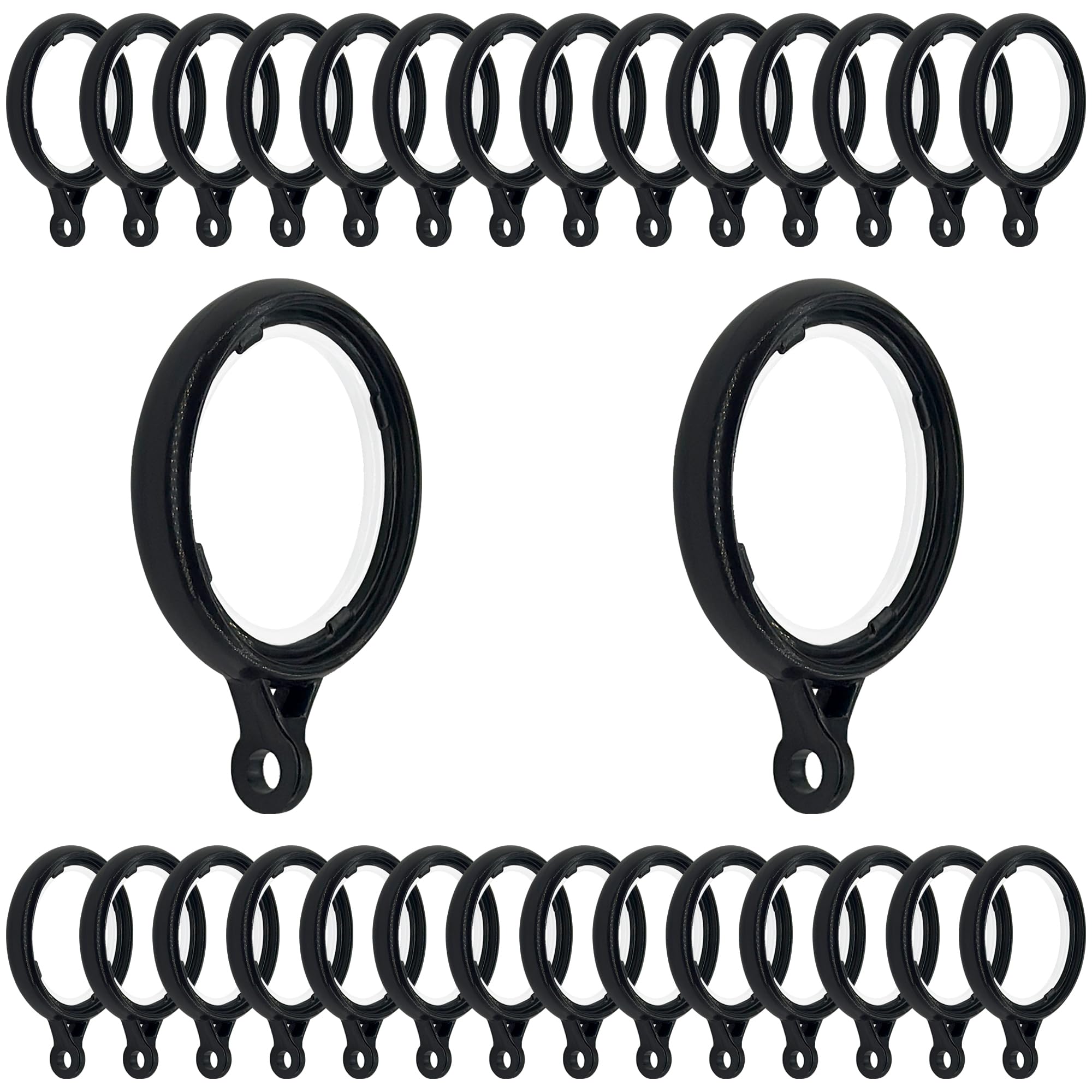 30 PCS Plastic Curtain Rings (Black)
