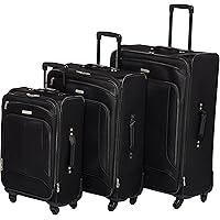 American Tourister Pop Max Softside Luggage with Spinner Wheels, Black, 3-Piece Set (21/25/29)
