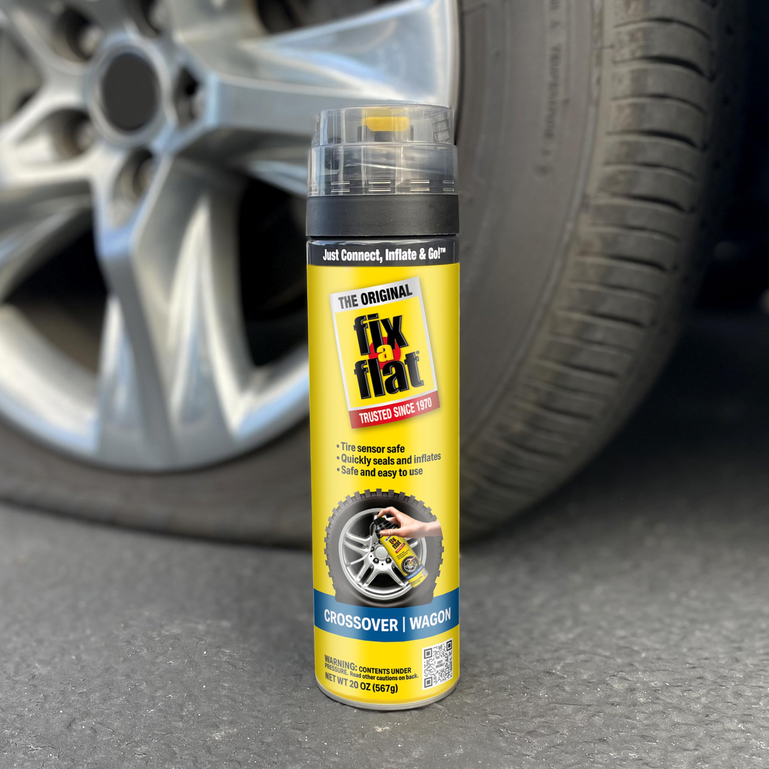 Fix-a-Flat S60430 Aerosol Emergency Flat Tire Repair and Inflator, For Large Tires, Eco-Friendly Formula, Universal Fit for all Cars and Small Trucks/SUVs, 20 oz. (Pack of 1)