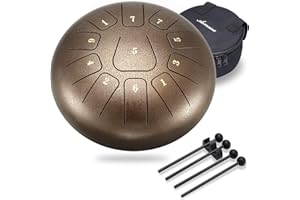 Asmuse Steel Tongue Drum 11 Notes 10 Inch HandPan Drum Percussion Instrument with Song Book,Mallets and Bracket Tonic Sticker Travel Bag for for Yoga Meditation Entertainment Musical Education