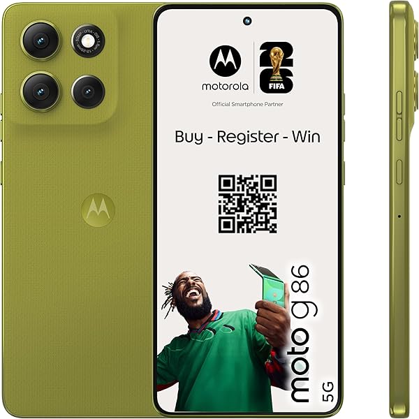 Motorola Moto g86 5G Smartphone (6,67“-Super-HD-Display, 50-MP-Kamera mit Moto-AI, 8/256 GB, 5100 mAh, Android 15) Pantone Golden Cypress, inkl. Schutzcover