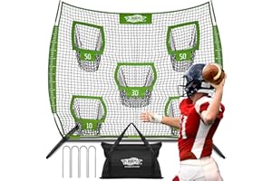 PLAYAPUT Football Throwing Net,7x7FT Football Practice Net with 5 Pockets Target Quarterback Football Training Equipment for Youth/Adult Improve Accuracy and Mechanic,Includes Carry Bag,Ground Stakes