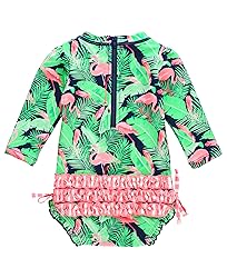 RuffleButts Flamingo Frenzy Long Sleeve One Piece