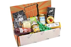 Thank You Gift Box by Dan the Sausageman, Great for Corporate Appreciation, Express Gratitude for Hospitality, Job Well Done, and Volunteers. Includes Summer Sausage, Sweet Hot Mustard and Specialty Food Assortments