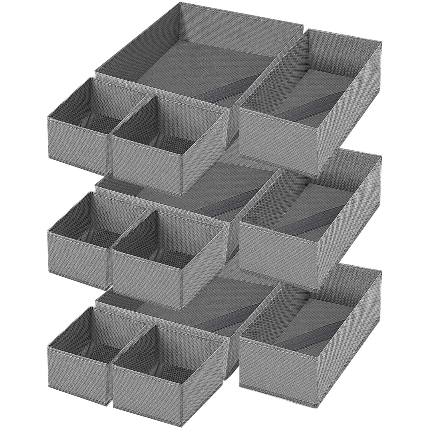 TOUYINGER Clothes Drawer Organiser Foldable, Set of 12 Storage Boxes Fabric for Wardrobe, Drawer Dividers For Underwear, Sock, Tie, Bras, Scarves, Clothing