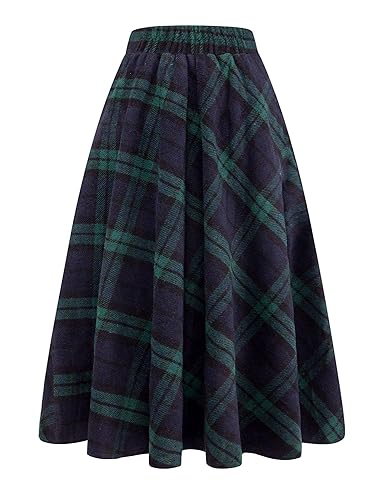Plaid Skirts for Women Plus Size Skirt Fall Winter High Waisted
