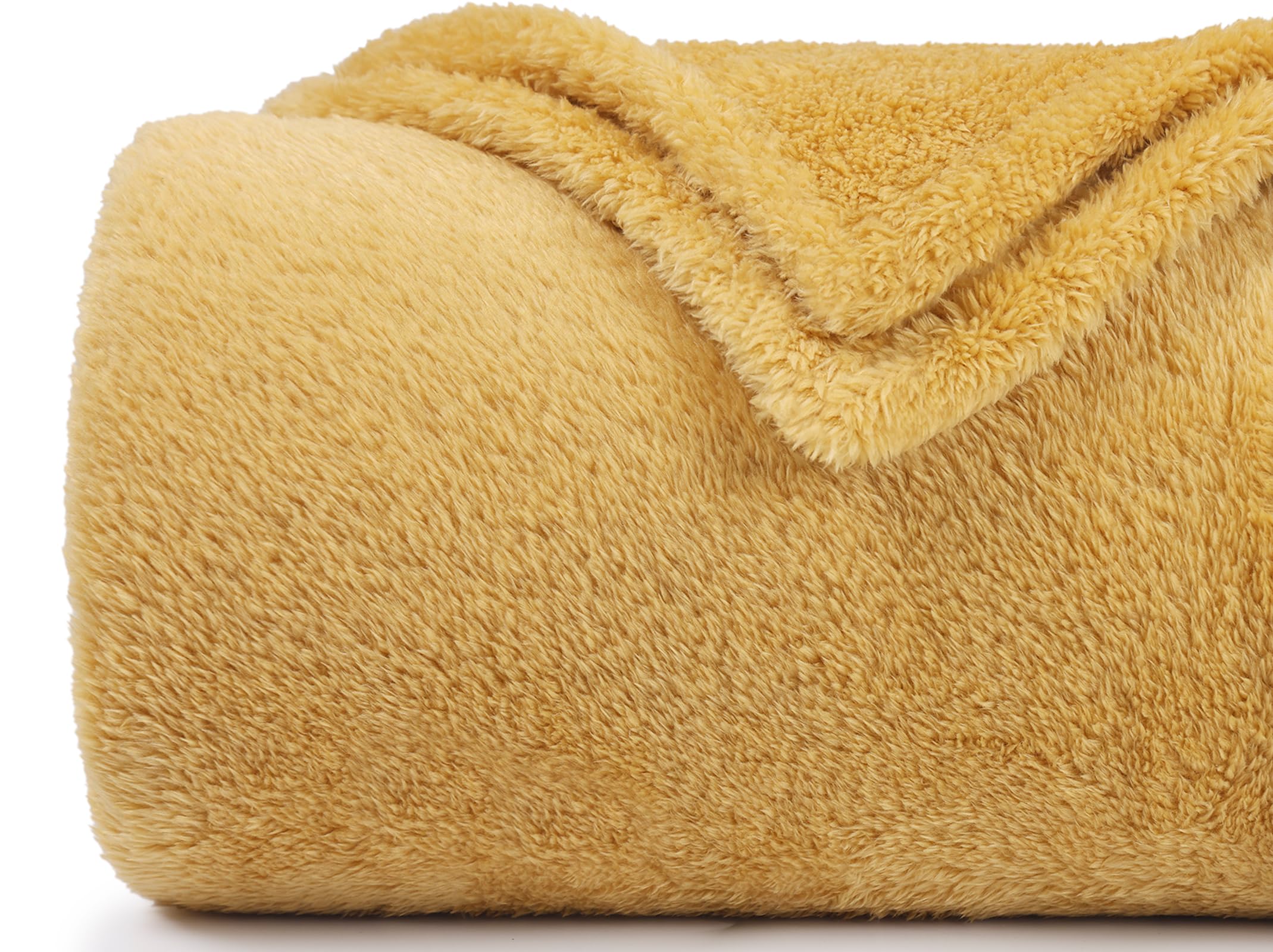 Photo 1 of Felesha Fingal Plush Fleece Throw Blanket for Couch and Bed, Fluffy Fuzzy Cozy Queen-Size Soft Blankets All Season Use (60x80 Inches,Misted Yellow)