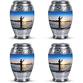 KARYLIZ Fisherman Urns for Men Ashes - Cremation Urns for Human Ashes Adult Man - Blue Mini Funeral Companion Urn - Small Urn for Adult Male & Female - Tiny Keepsake 3 Inch, Set of 4