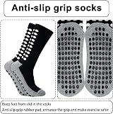 Zuimei 3 Pairs Grip Socks for Men Anti-Slip Football Sports Black Blue White view 4