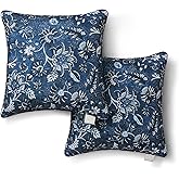 Martha Stewart Distressed Jacobean Indoor Outdoor Decorative Pillow 2-Pack Set, UV Fade Resistant, Water Repellent, Printed F