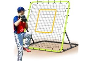 SPOYNAL Baseball Rebounder Net 4x4.5FT - 5 Adjustable Angles Baseball Training Equipment for Ground, Line Drive & Fly Balls, Soccer Softball Volleyball Rebounder, Bounce Back Net with Hangbag