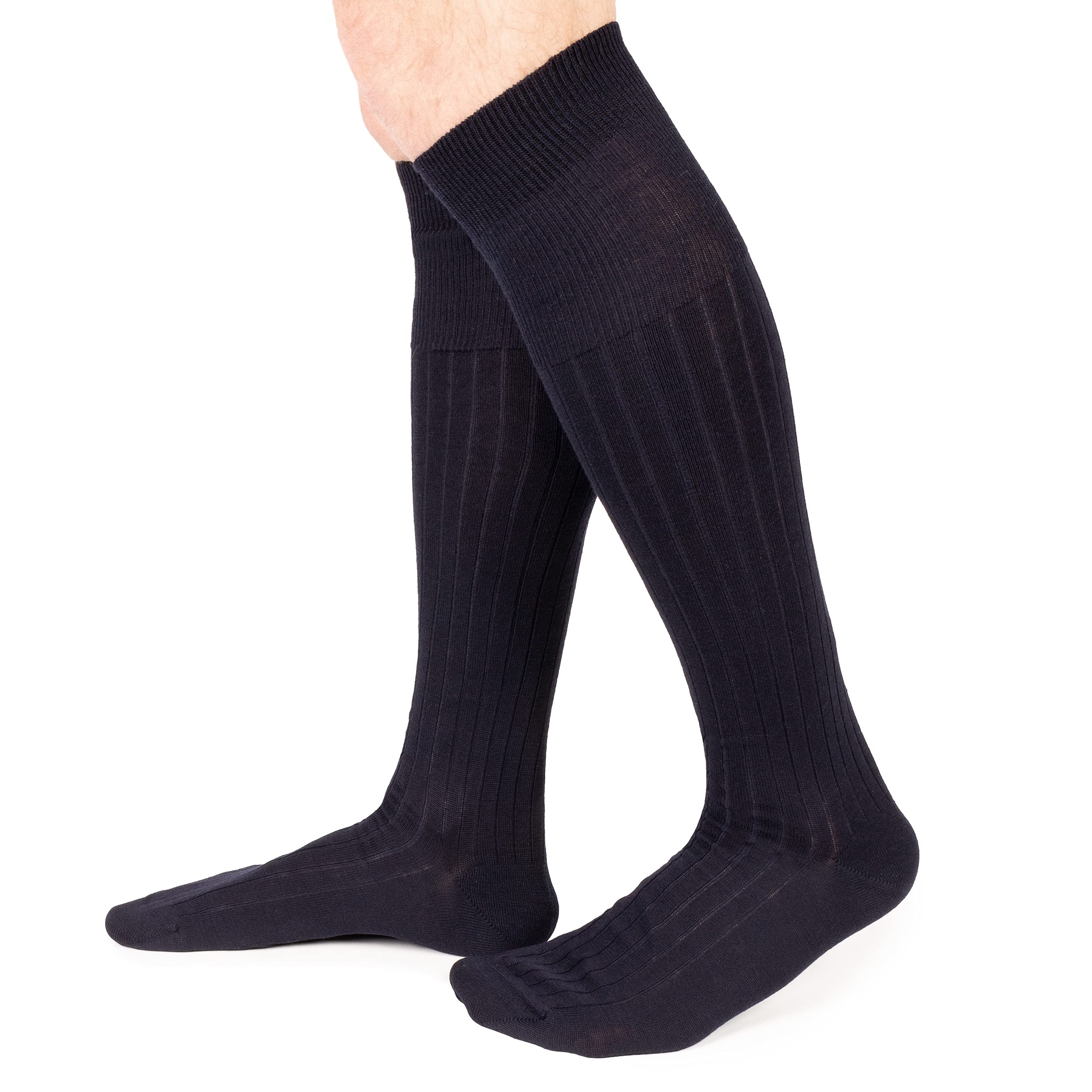 Ciocca Long men's wool socks with wide rib - Made in Italy - Resistant - 5 Pairs - two sizes [650_085_11_5]