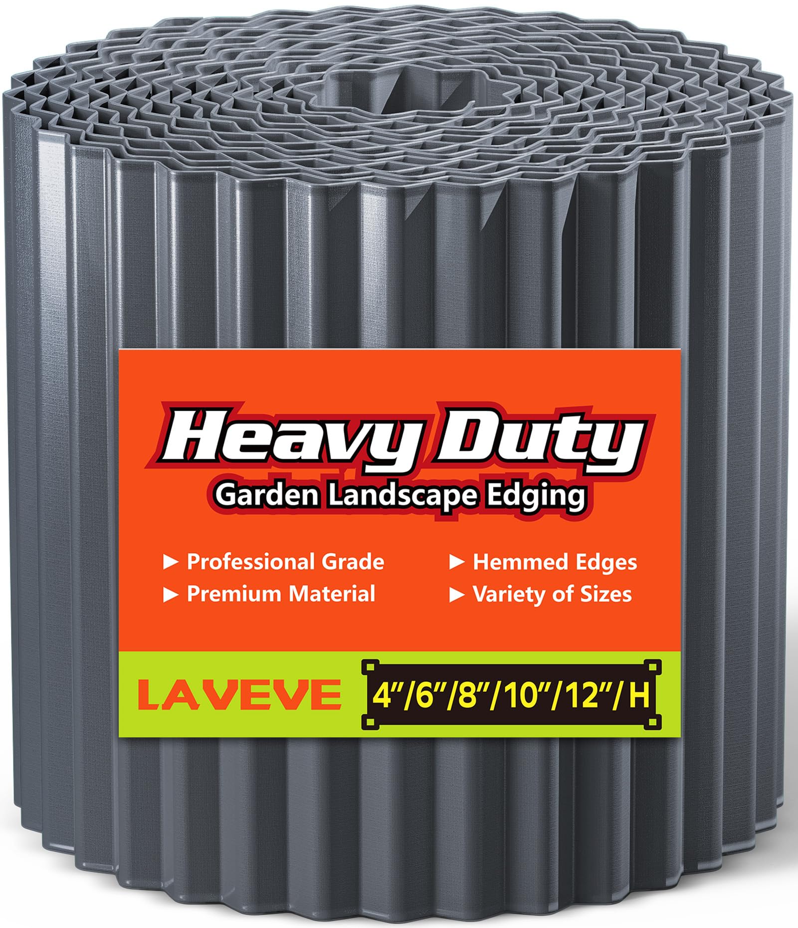 Photo 1 of LAVEVE Corrugated Metal Garden Edging 6" x 40Ft, Landscape Edging Border for Lawn, Flower Bed, Garden Fence, Paver Edging (Dark Gray)