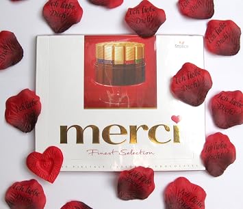 Ich Liebe Dich Rosenblatter Merci Schokolade Geschenk Set