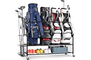 Mythinglogic Golf Bag Storage Organizer, Extra Large Golf Storage Stand for Golf Bag Accessories, Golf Storage Rack for Garage, Golf Club, Home