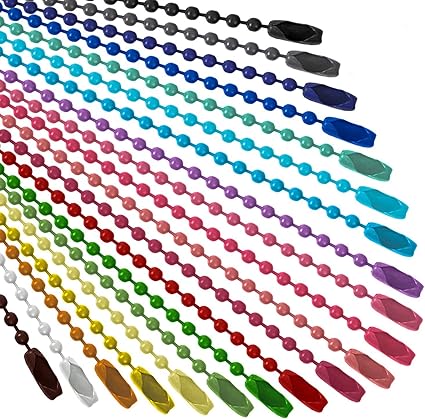 Amazon Co Jp ボールビーズチェーン 100個 バルクドッグタグ メタルチェーン 4 72インチ ミックスカラー ボールチェーン キー チェーン コネクタ付き ホーム キッチン
