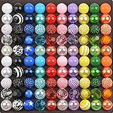 50Pcs Autumn 20mm Bubblegum Beads Set for Pen, Mixed Rhinestone Beads for Jewelry Making, Orange Green Chunky Bead for Necklace Craft, Holiday Deco Supplies (Multicolor 100pcs)