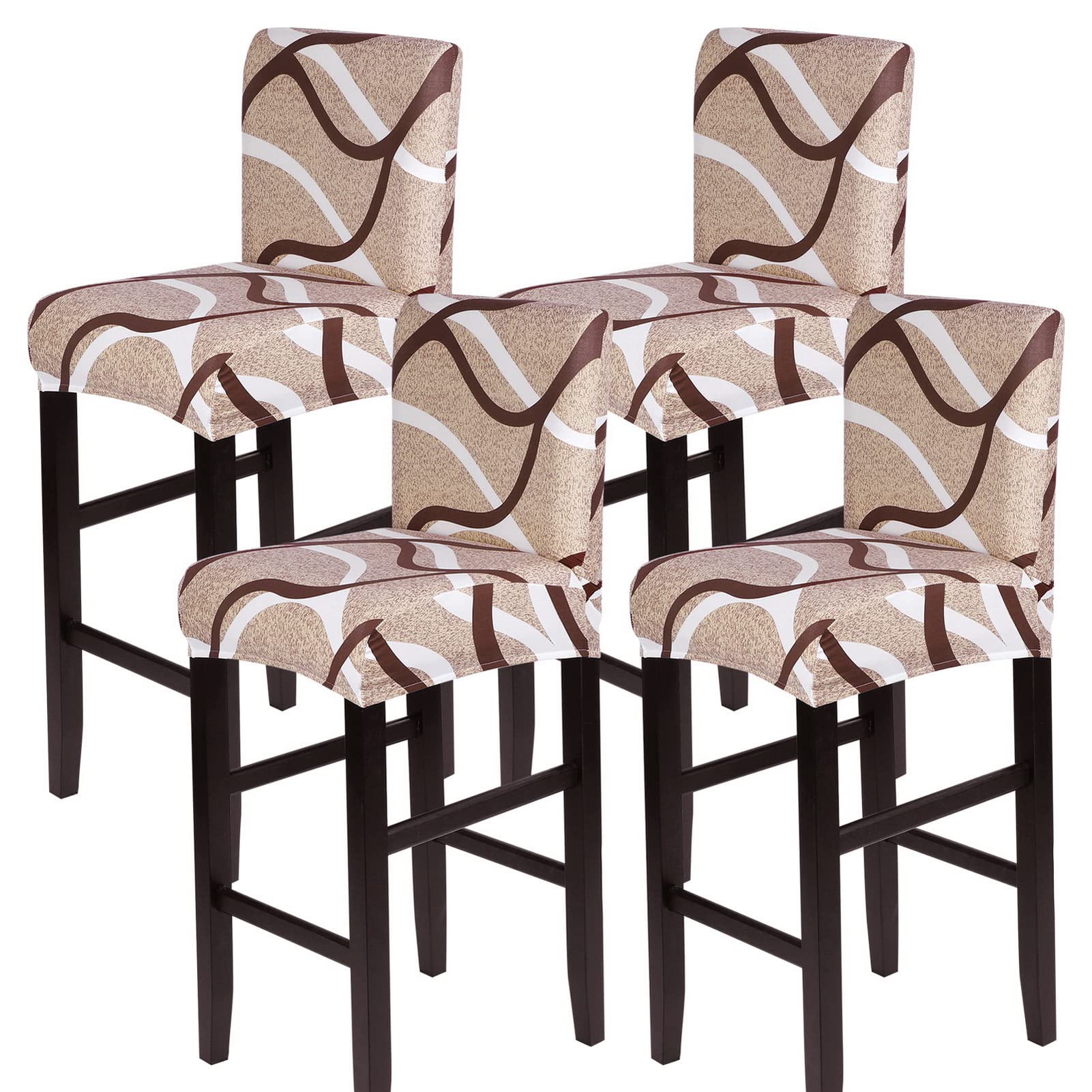 Photo 1 of SearchI Bar Stool Covers Set of 4, Stretch Washable Barstool Seat Covers, Counter Height Chair Covers for Kitchen Dining Room Cafe (Beige)