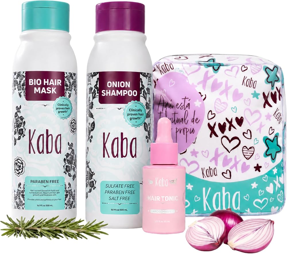 D'Luchi Hair Treatment Kit for Growth & Intense Care, Set of 3 - Complete Hair Care Set with Bag, Includes Red Onion Shampoo