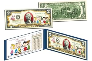 MERRICK MINT Peanuts Original Gang Peanuts Charlie Brown Snoopy Uncirculated Two Dollar Bill Special Edition Collectible Display Holder and Certificate